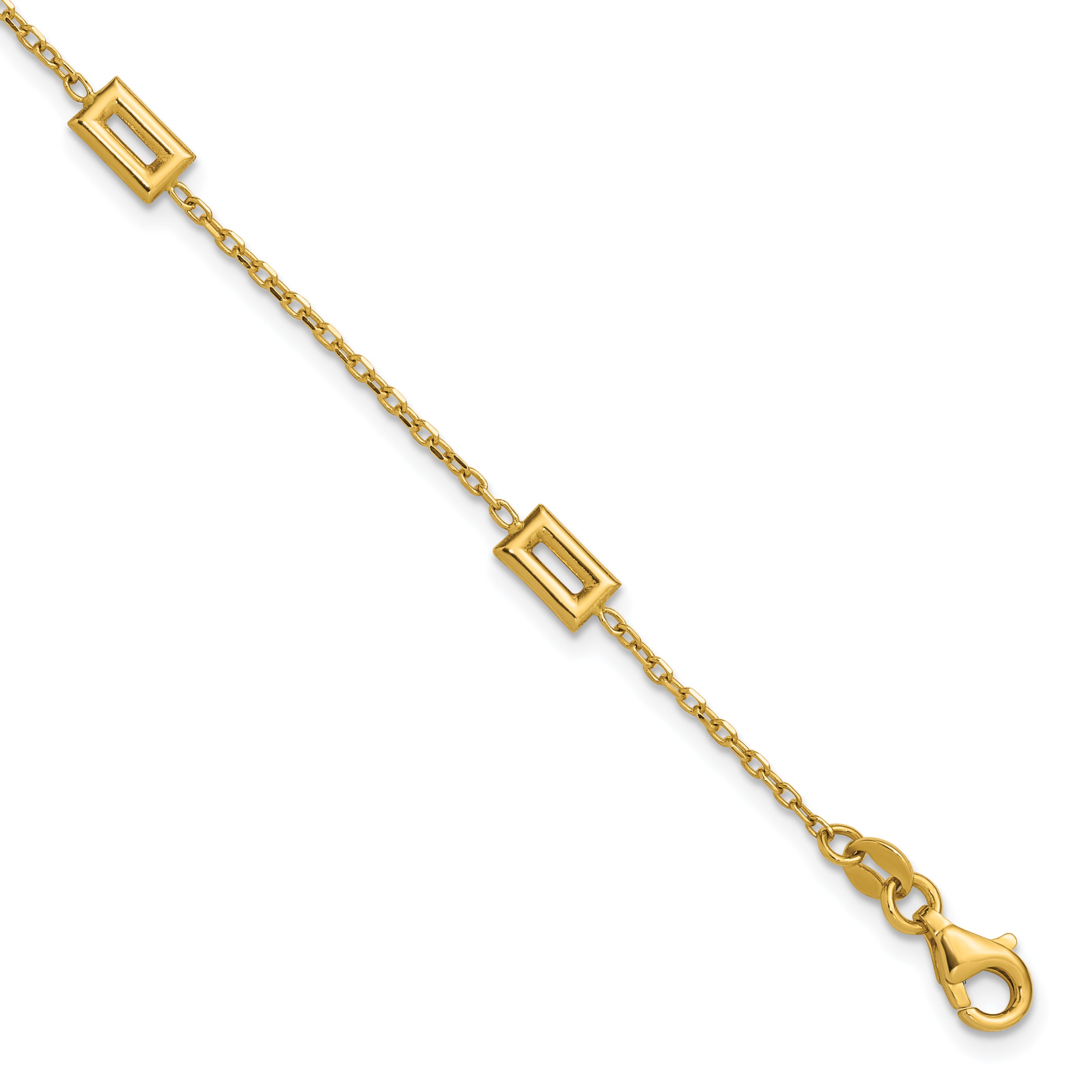 14K Polished Rectangle Station w/.5in Ext. Bracelet