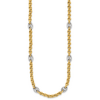14K Two-tone Polished Fancy Puffed Mariner Link Necklace