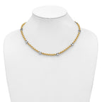 14K Two-tone Polished Fancy Puffed Mariner Link Necklace