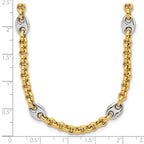 14K Two-tone Polished Fancy Puffed Mariner Link Necklace