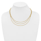 14K Polished and Diamond-cut 3-strand Bar Necklace