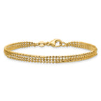 14K Polished and Diamond-cut 3-strand Bar Bracelet