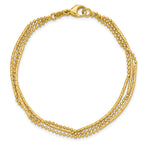 14K Polished and Diamond-cut 3-strand Bar Bracelet