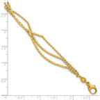 14K Polished and Diamond-cut 3-strand Bar Bracelet