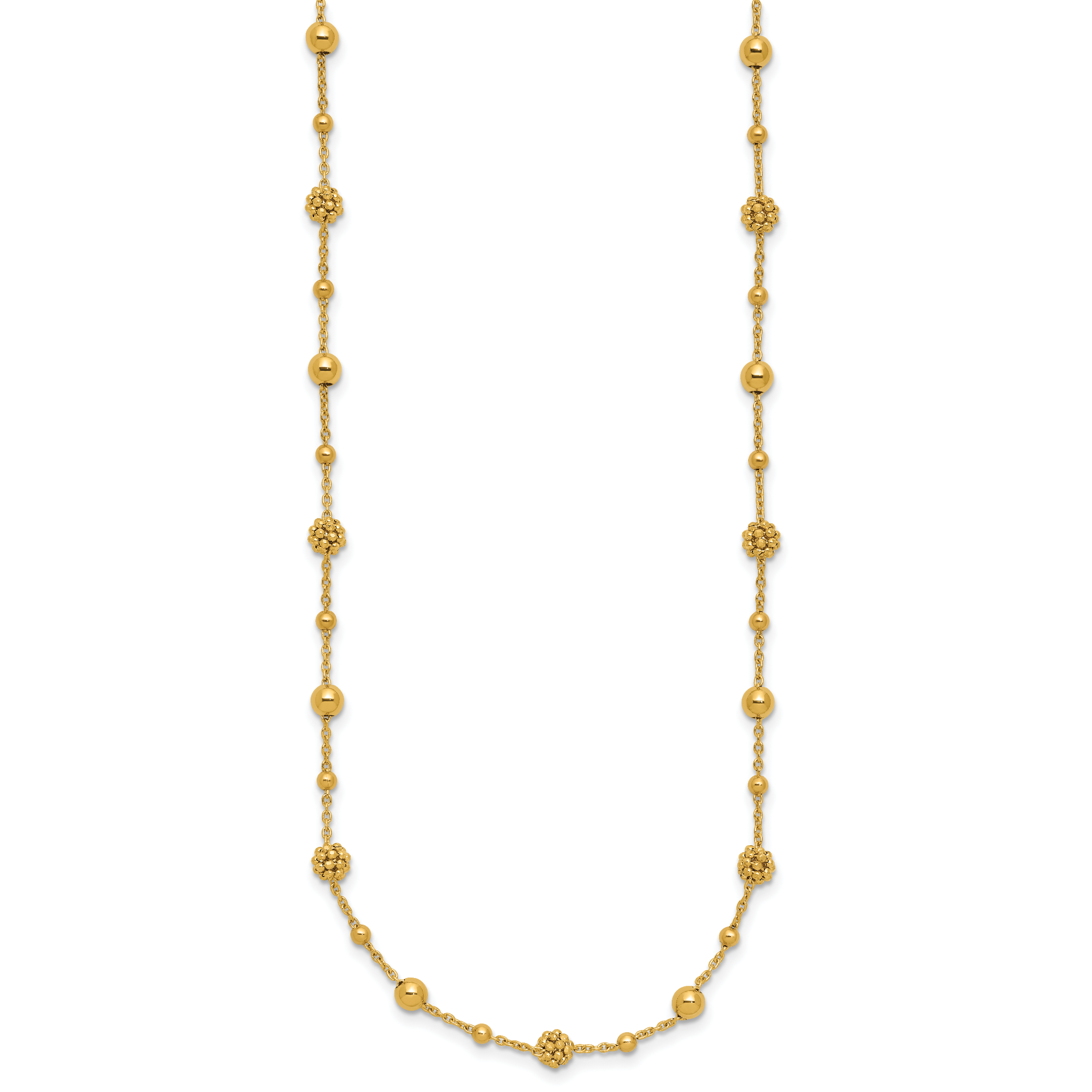 14K Polished Dia-cut Beaded w/ 2in ext. Necklace Secondary image