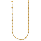 14K Polished Dia-cut Beaded w/ 2in ext. Necklace