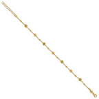 14K Polished Dia-cut Beaded w/ 1in ext. Bracelet