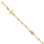 14K Polished Beaded Cross w/.5in ext. Rosary Bracelet