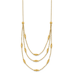 14K Polished and Dia-cut Layered Beaded w/2in ext. Necklace