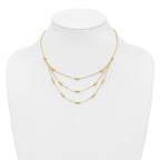 14K Polished and Dia-cut Layered Beaded w/2in ext. Necklace