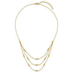 14K Polished and Dia-cut Layered Beaded w/2in ext. Necklace