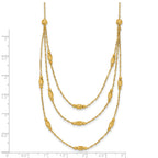 14K Polished and Dia-cut Layered Beaded w/2in ext. Necklace