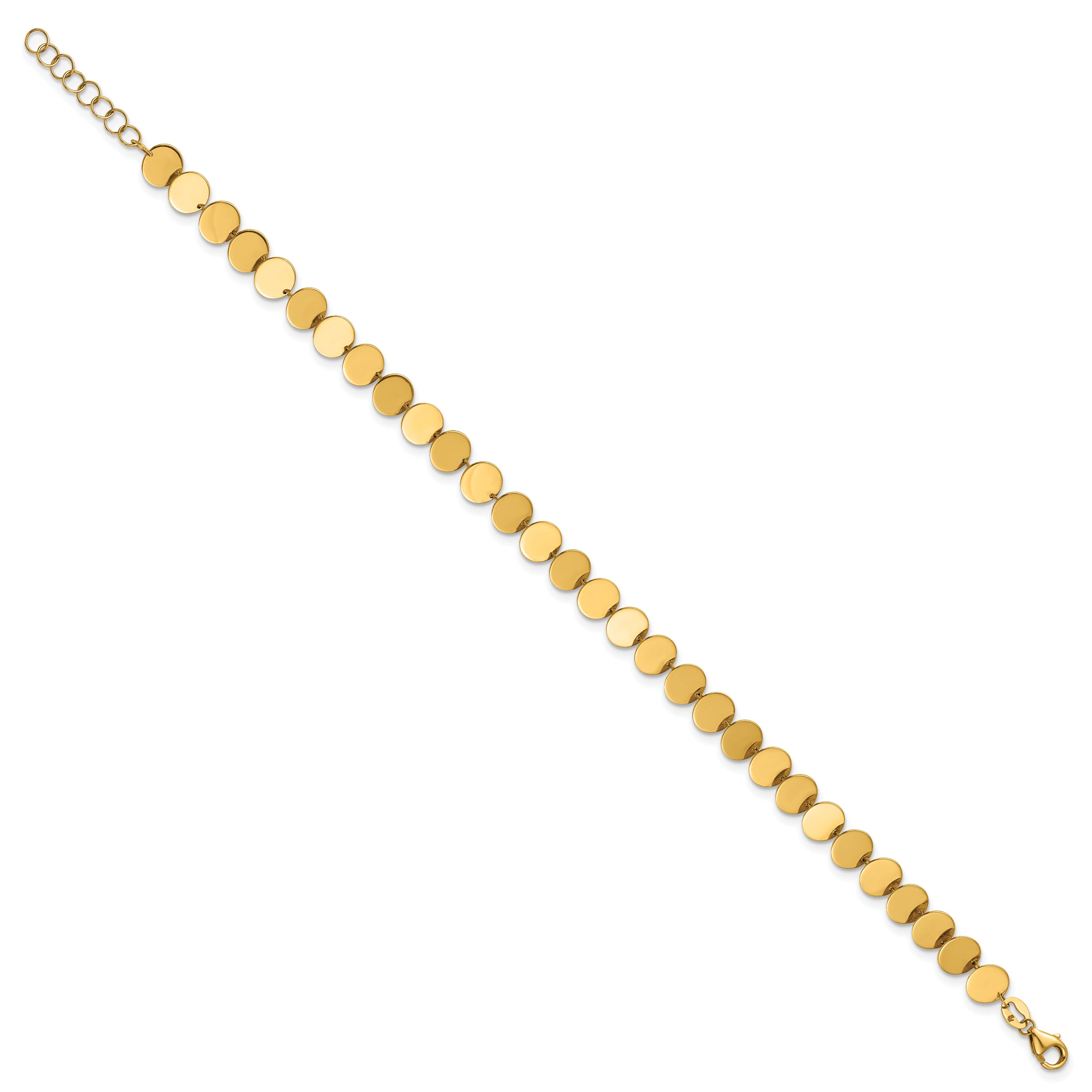14K Polished Fancy Circle Disc w/1in ext. Bracelet