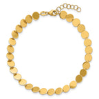 14K Polished Fancy Circle Disc w/1in ext. Bracelet