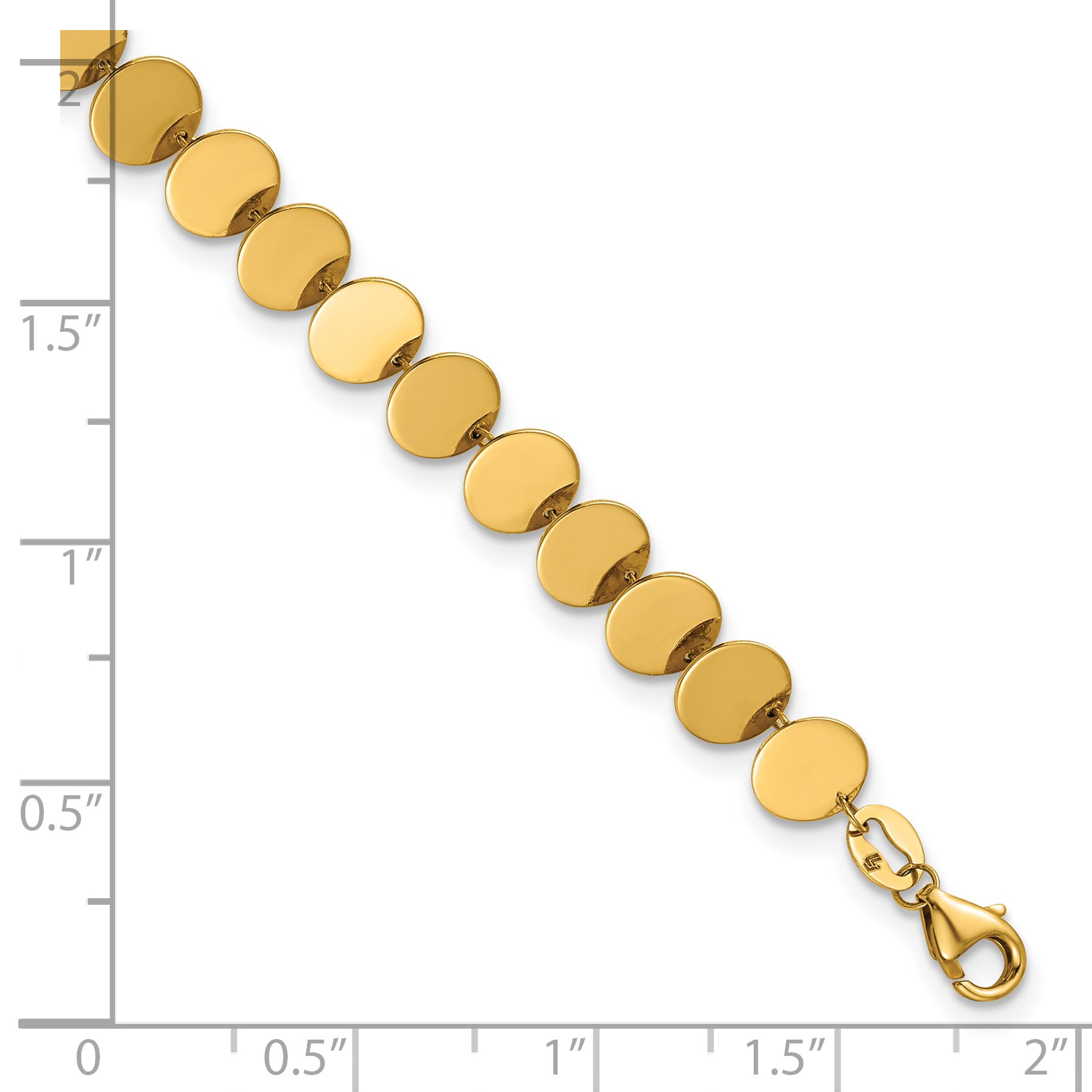 14K Polished Fancy Circle Disc w/1in ext. Bracelet