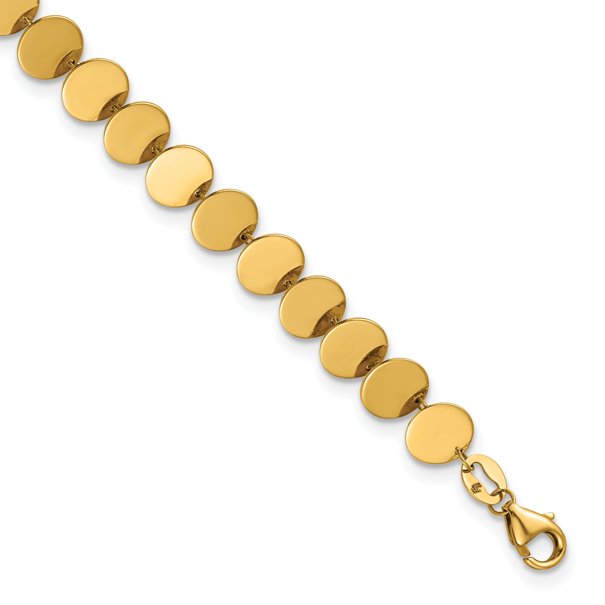14K Polished Fancy Circle Disc w/1in ext. Bracelet Main image