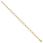 14K Polished Dia-cut  2-Strand Oval Links w/1in ext. Bracelet