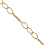 14K Polished Dia-cut  2-Strand Oval Links w/1in ext. Bracelet