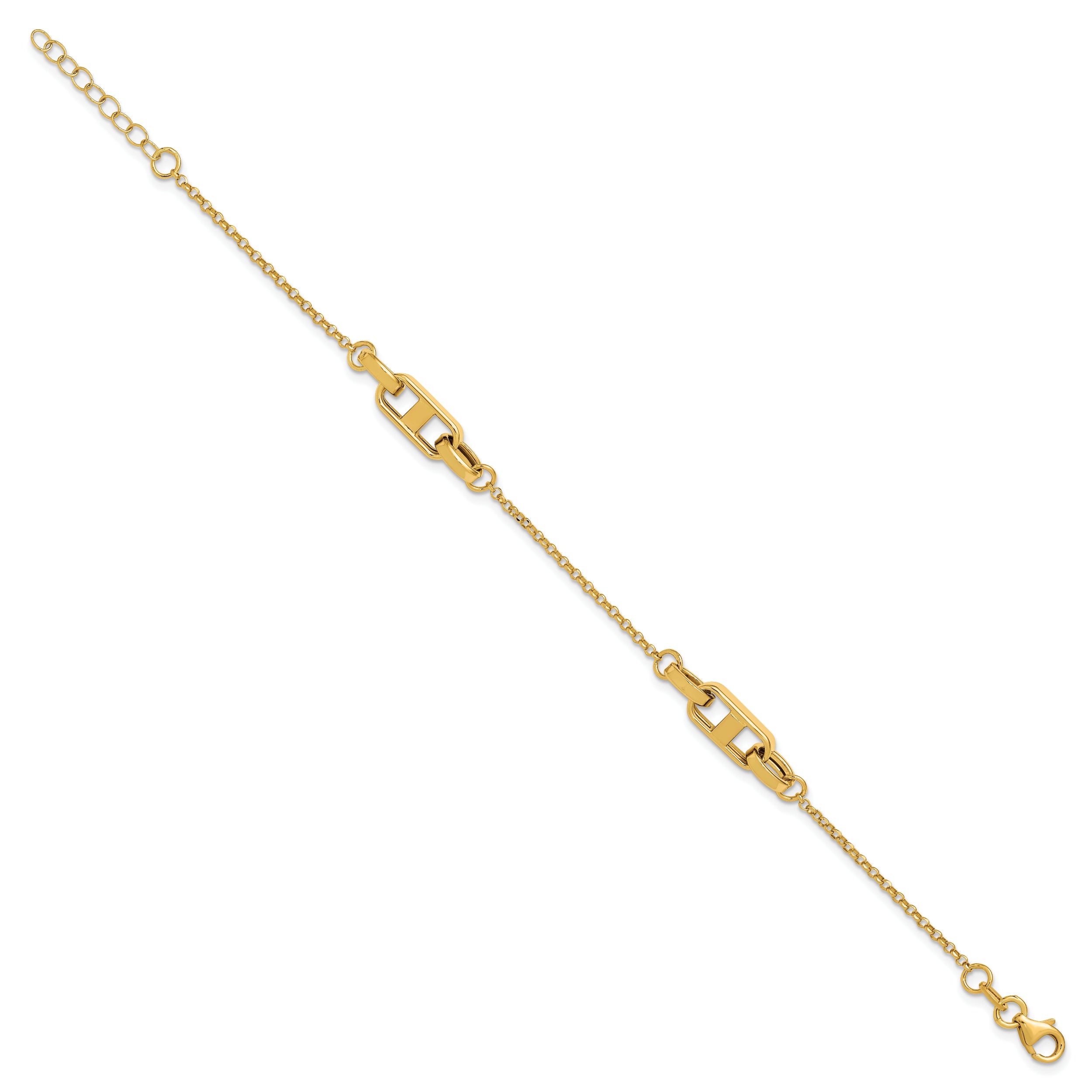 14K Polished Fancy Link w/1in ext. Bracelet