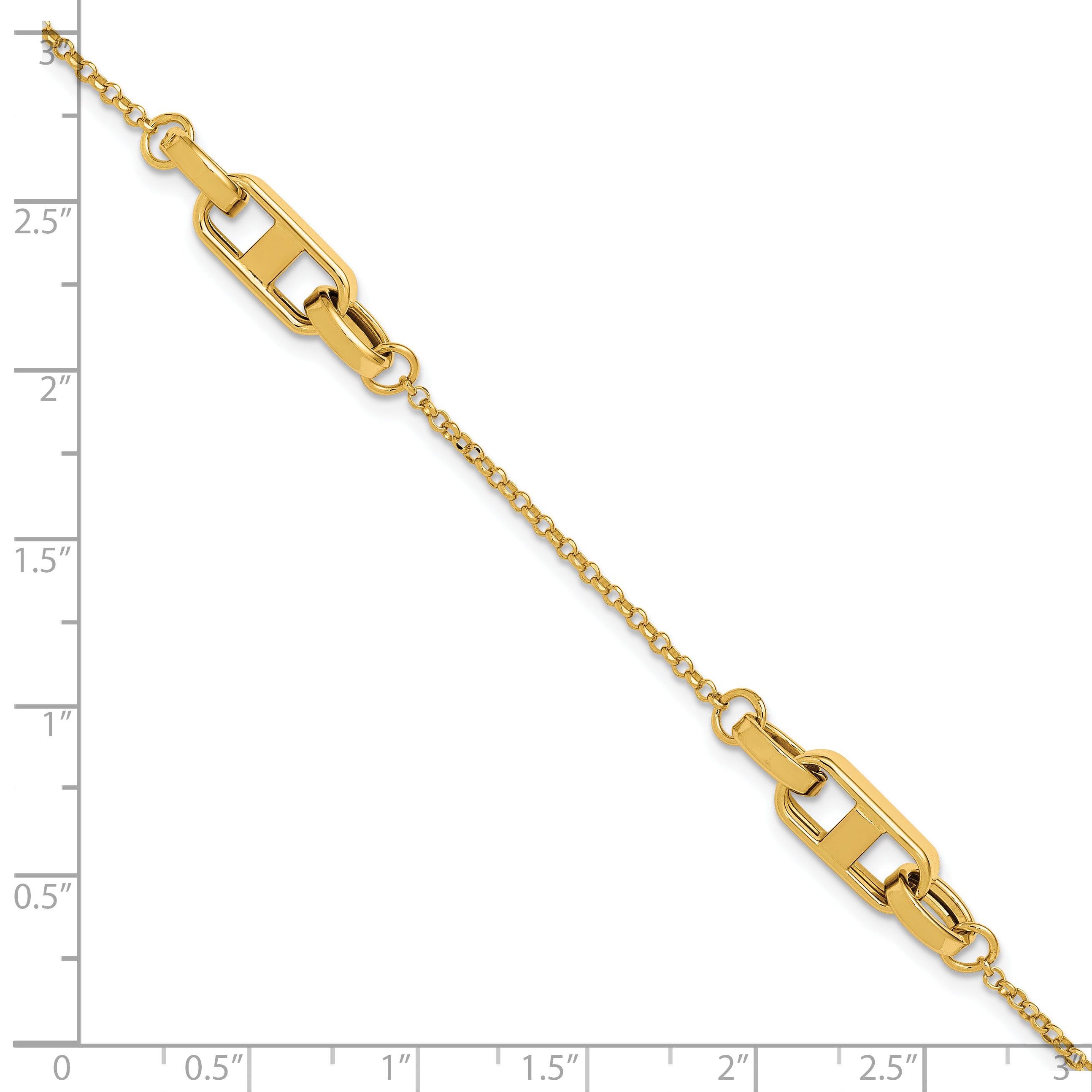 14K Polished Fancy Link w/1in ext. Bracelet