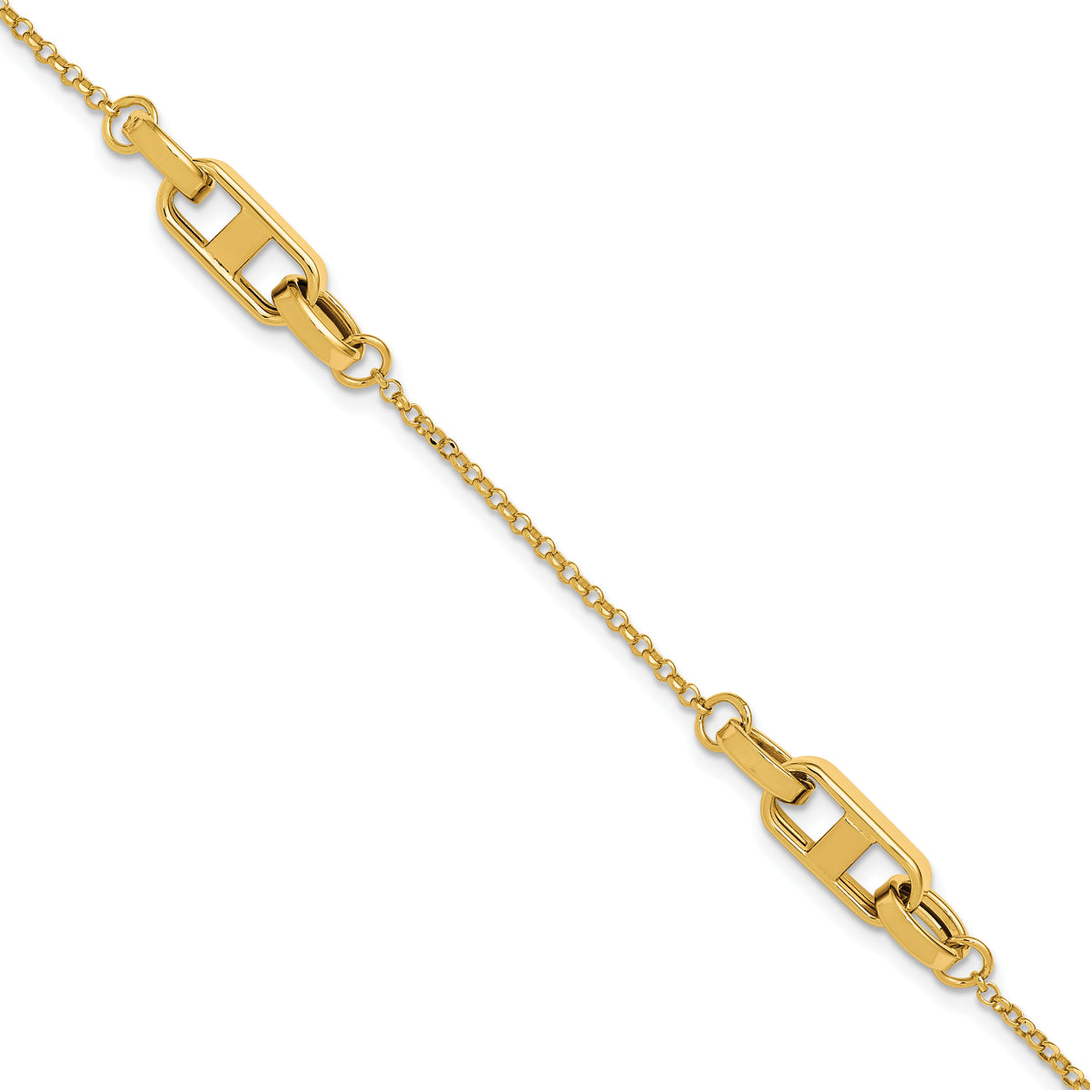 14K Polished Fancy Link w/1in ext. Bracelet