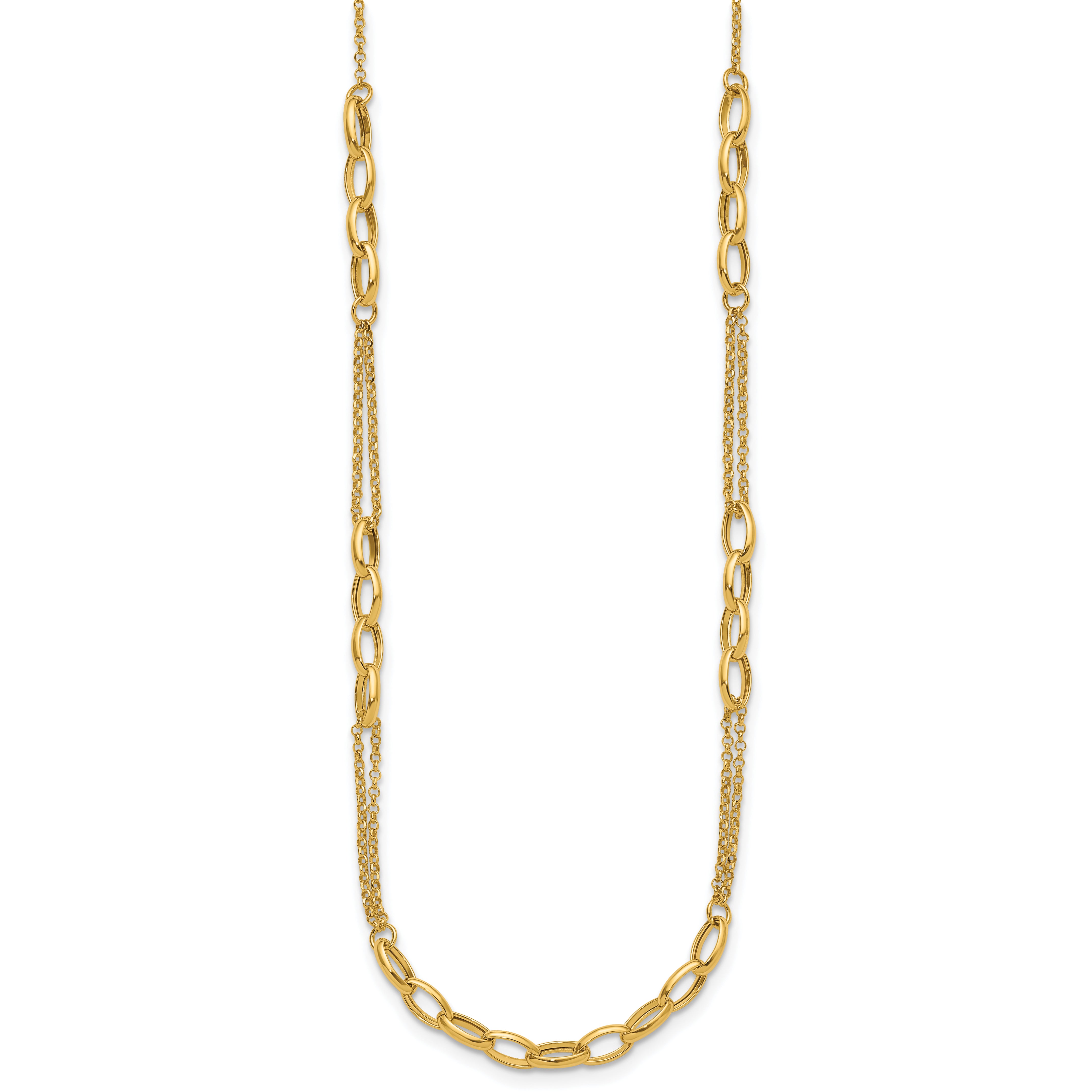 14K Polished Fancy Oval Link Necklace