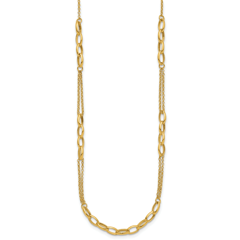 14K Polished Fancy Oval Link Necklace