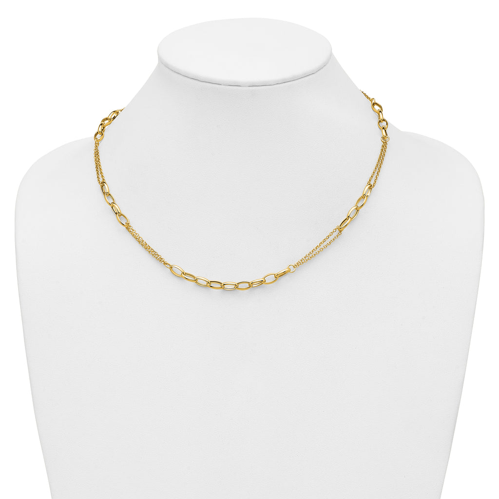 14K Polished Fancy Oval Link Necklace