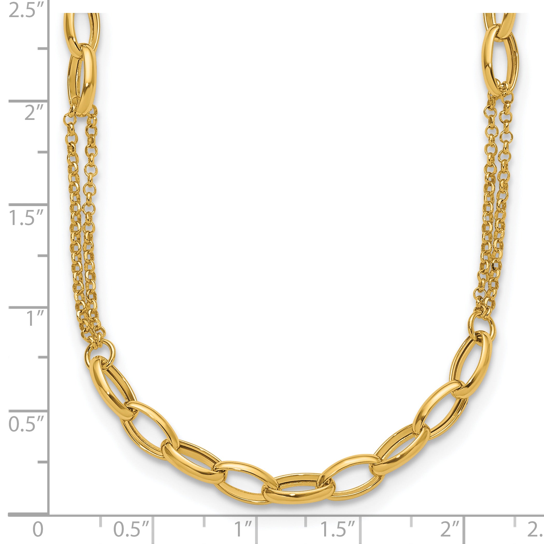 14K Polished Fancy Oval Link Necklace