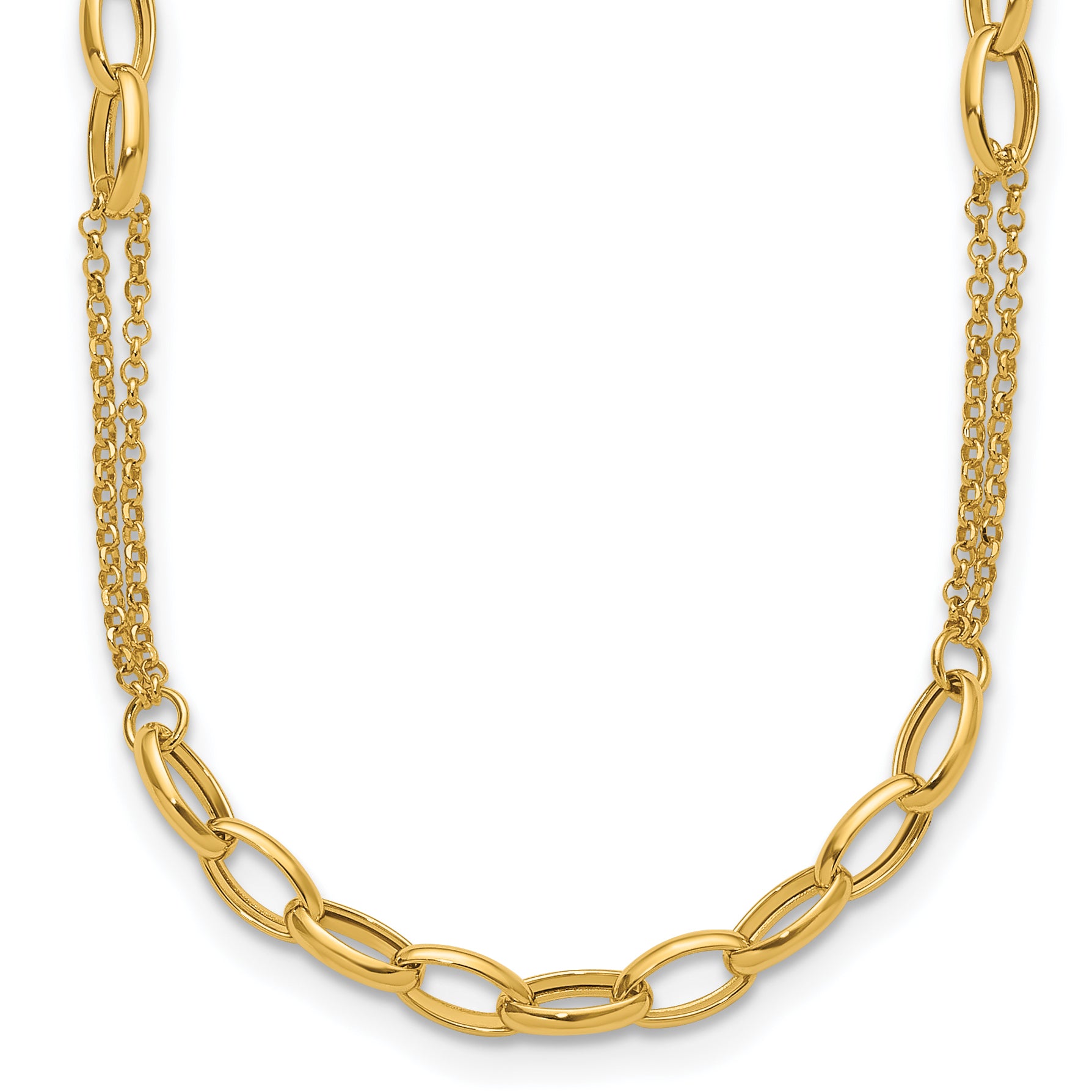 14K Polished Fancy Oval Link Necklace Main image