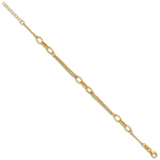14K Polished Fancy 2-Strand Oval Links w/1in ext. Bracelet