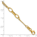 14K Polished Fancy 2-Strand Oval Links w/1in ext. Bracelet