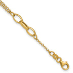14K Polished Fancy 2-Strand Oval Links w/1in ext. Bracelet