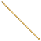 14K Polished and Brushed Fancy Bar Links w/.5in ext. Bracelet