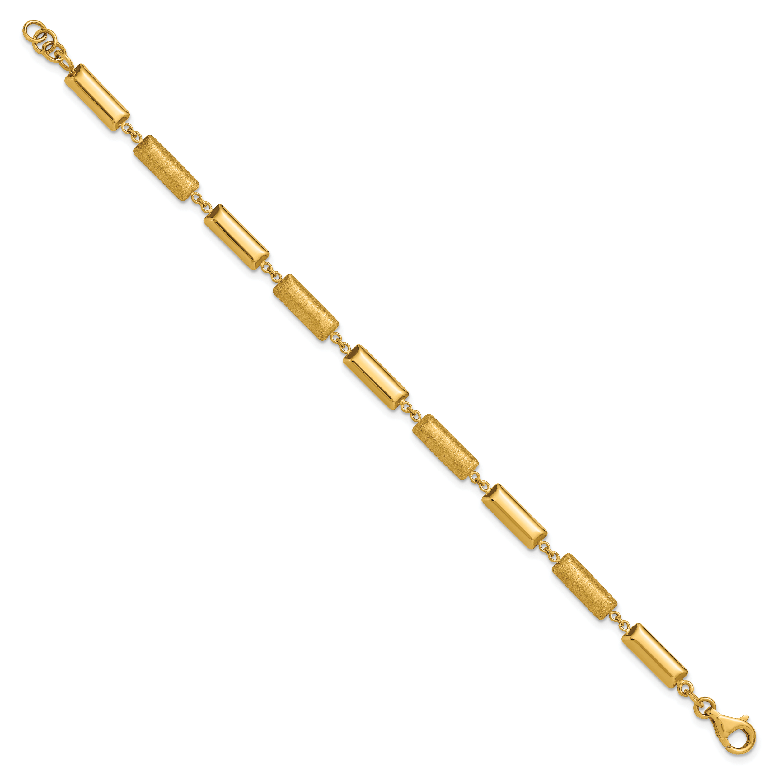 14K Polished and Brushed Fancy Bar Links w/.5in ext. Bracelet Secondary image