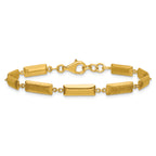 14K Polished and Brushed Fancy Bar Links w/.5in ext. Bracelet