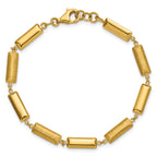 14K Polished and Brushed Fancy Bar Links w/.5in ext. Bracelet