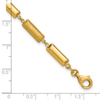 14K Polished and Brushed Fancy Bar Links w/.5in ext. Bracelet