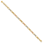 14K Tri-color Polished / DC Fancy Link w/1in ext. Bracelet