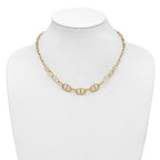 14K Polished and Diamond cut Fancy Link Necklace