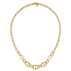 14K Polished and Diamond cut Fancy Link Necklace