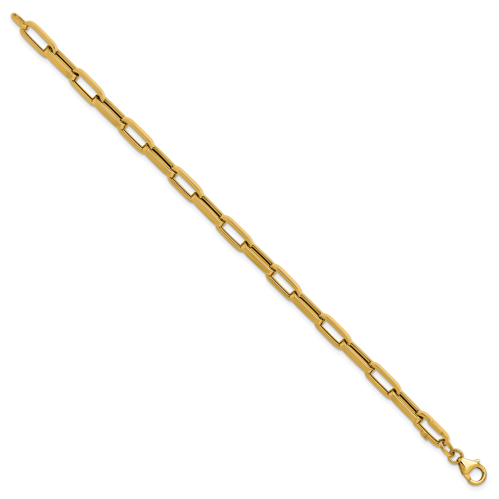 14K Polished Fancy Paperclip Bracelet