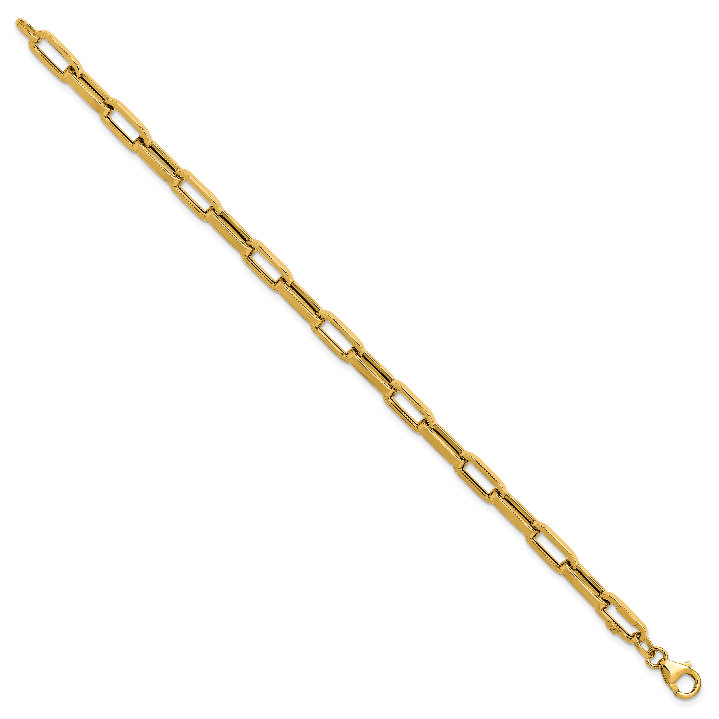 14K Polished Fancy Paperclip Bracelet