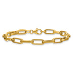 14K Polished Fancy Paperclip Bracelet