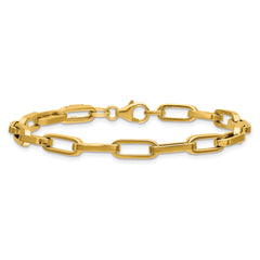14K Polished Fancy Paperclip Bracelet