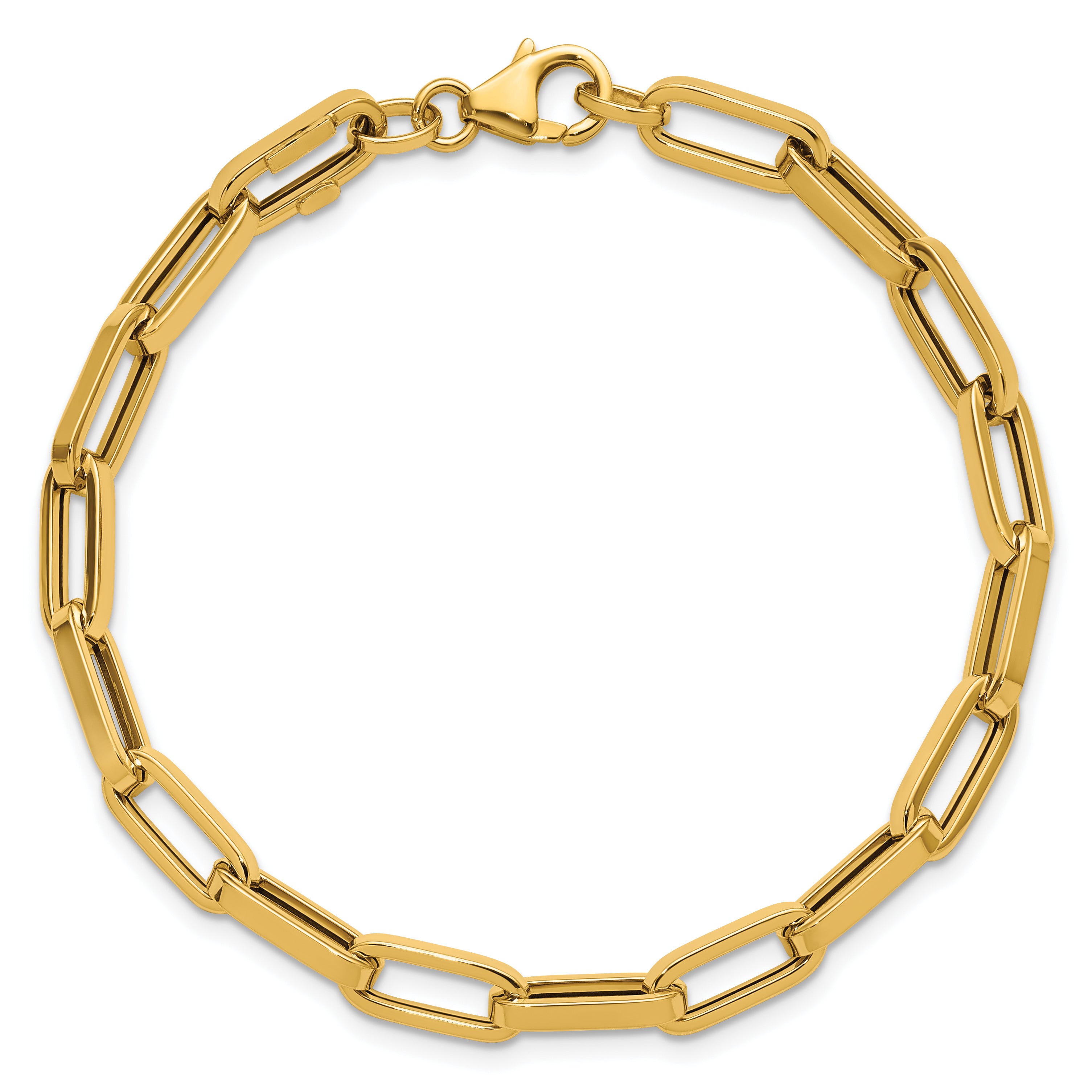 14K Polished Fancy Paperclip Bracelet