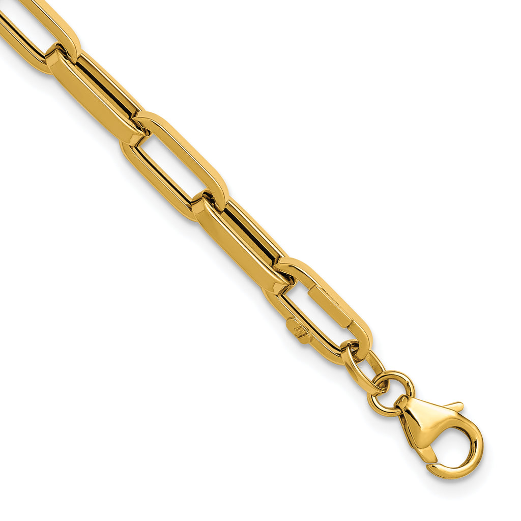 14K Polished Fancy Paperclip Bracelet