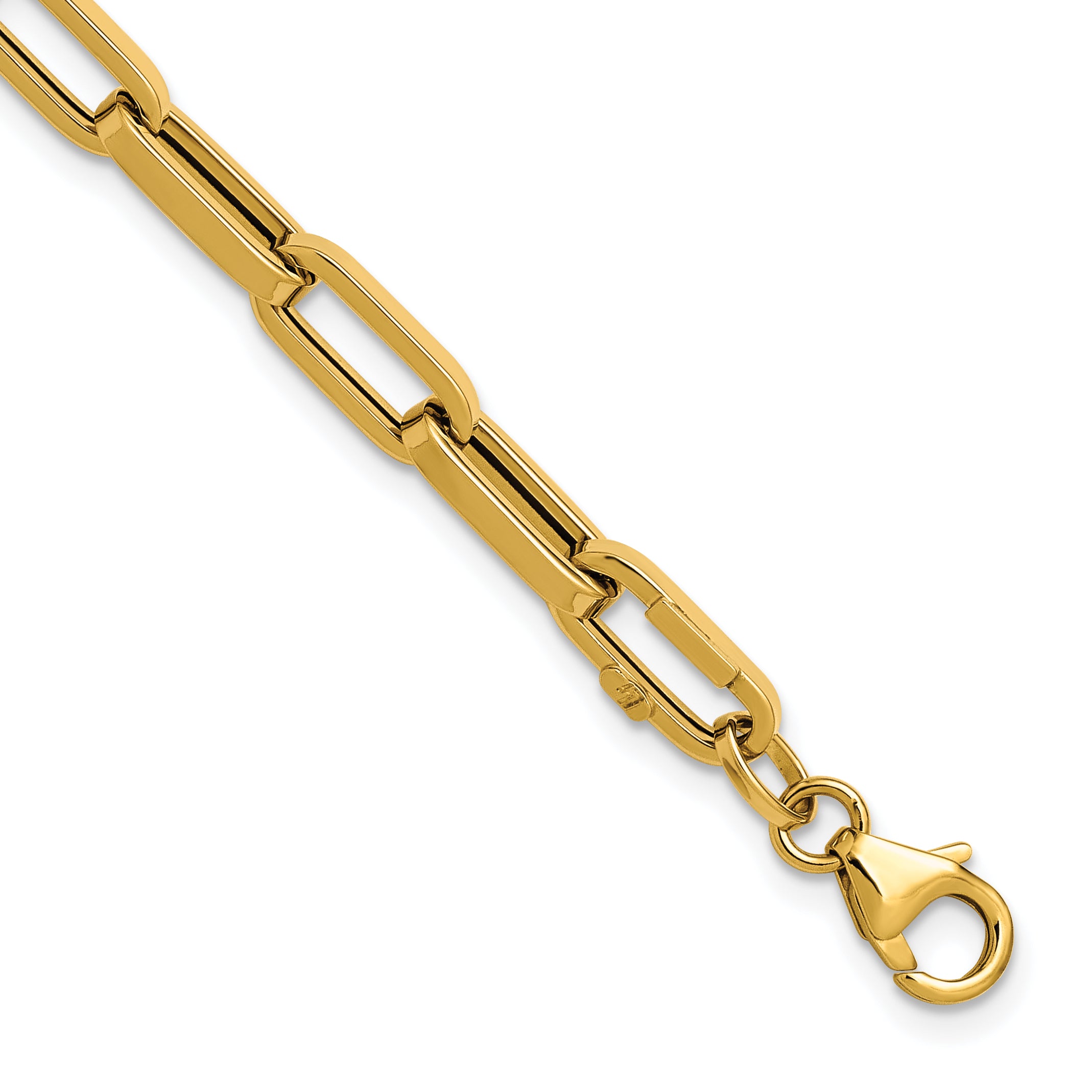 14K Polished Fancy Paperclip Bracelet