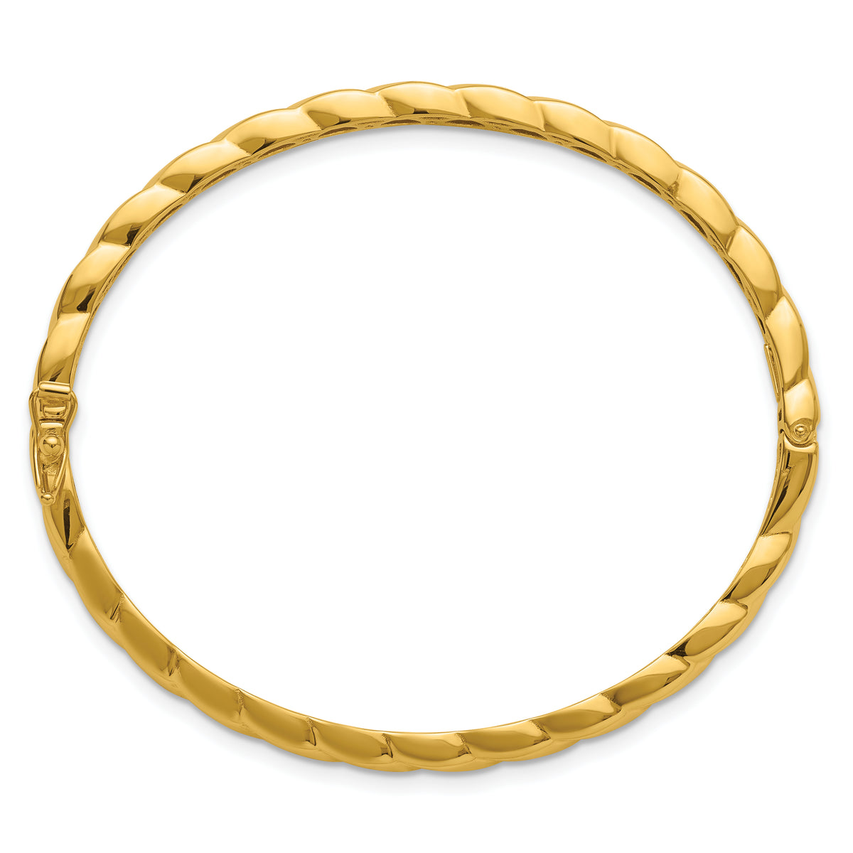 14K Polished Grooved Hinged Bangle
