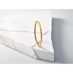 14K Polished Grooved Hinged Bangle